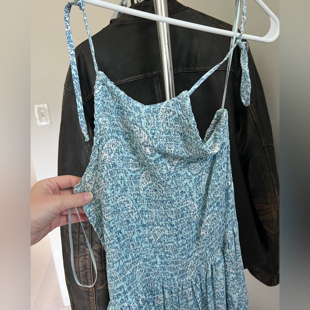 Blue Paisley Halter Jumpsuit